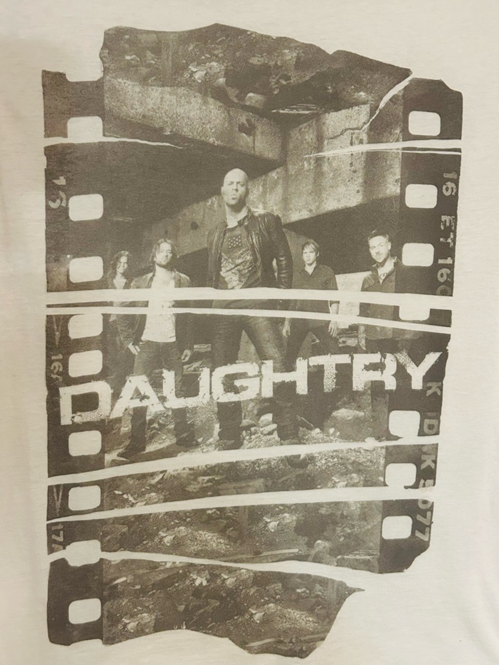 Daughtry Graphic Band Tee in White with Sepia Print - Picture 2 of 2